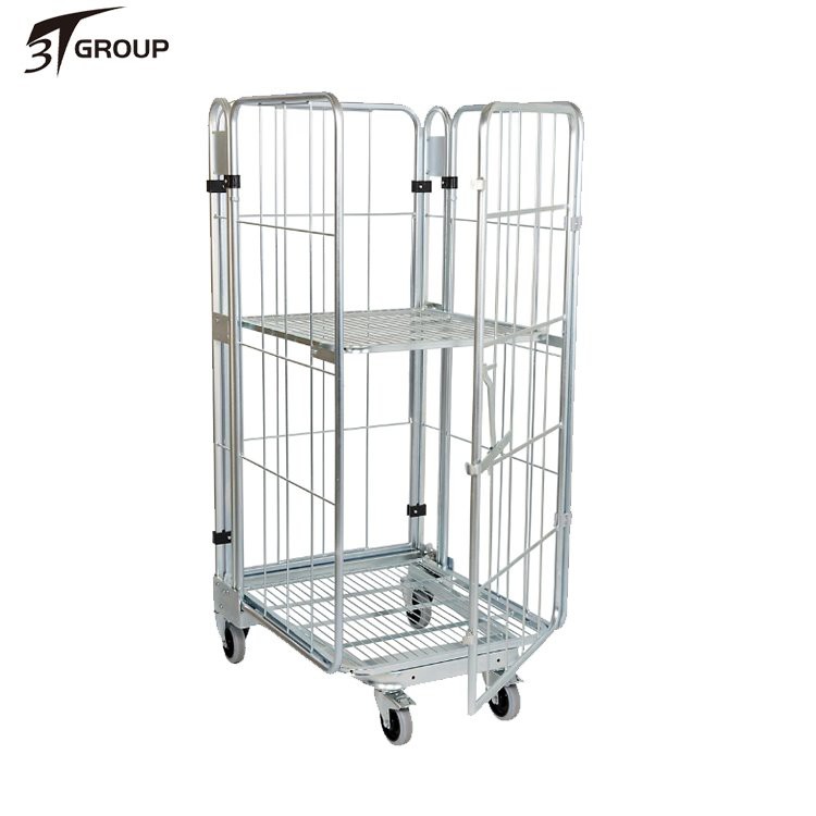 4 Wheels Collapsible Supermarket Roll Cage factory
